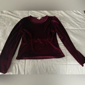 Knitworks Burgundy Velvet Long Sleeve Top